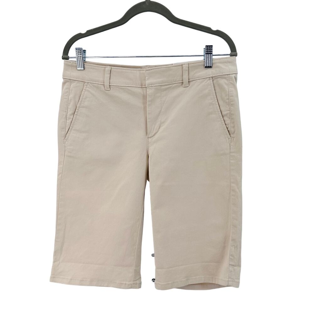 Loft Tan/Khaki Bermuda Shorts Womens Size 4 High Waisted Cuffed Stretch Slim Fit